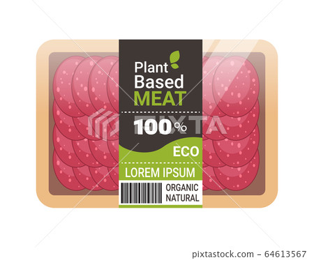 plant based vegetarian salami slices beyond meat in packaging organic natural vegan food concept horizontal copy space 64613567