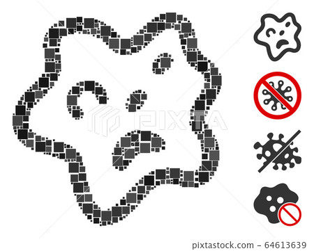 Square Bacteria Icon Vector Mosaic 64613639