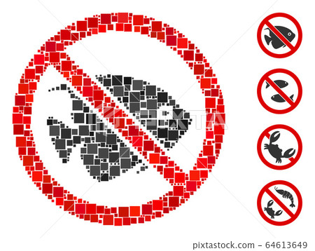 Square No Fish Icon Vector Mosaic Square No Fish Icon Vector Mosaic 64613649