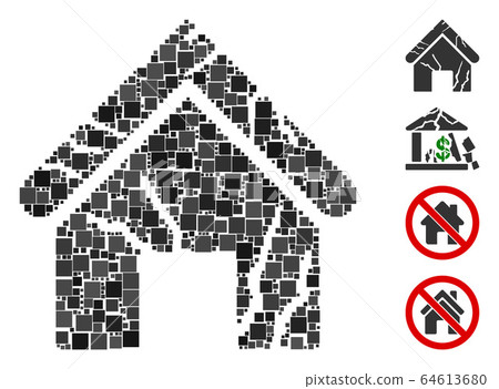 Square Old Home Icon Vector Mosaic Square Old Home Icon Vector Mosaic 64613680
