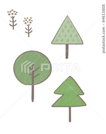 Scandinavian simple tree and flowers 64613808