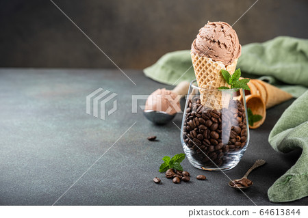 Delicious coffe ice cream for dessert 64613844