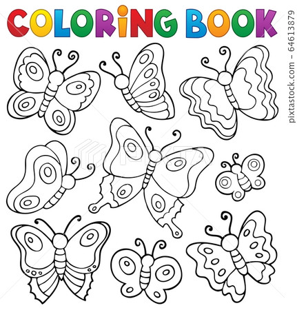 Download Coloring Book Various Butterflies Theme 1 Stock Illustration 64613879 Pixta