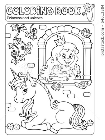 Coloring book princess and unicorn 1 Coloring book princess and unicorn 1 64613884