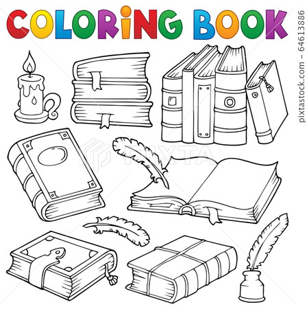 Coloring Book Pencil Case Theme 1 - Eps10 Vector Illustration