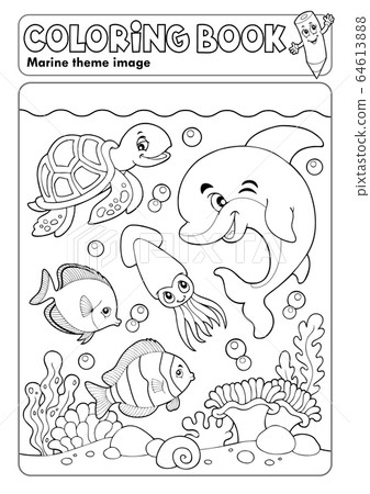 Download Coloring Book Marine Life Theme 3 Stock Illustration 64613888 Pixta