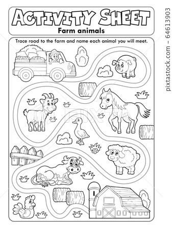 Activity sheet farm animals 2 - Stock Illustration [64613903] - PIXTA