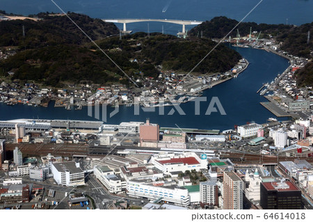 Aerial view of Hikoshima in Shimonoseki City, Yamaguchi Prefecture 64614018