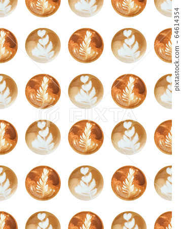 Latte art in two coffee cups seamless pattern Latte art in two coffee cups seamless pattern 64614354
