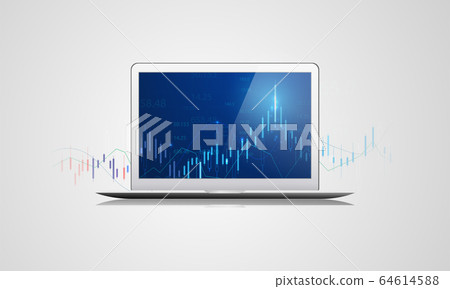 Business candle stick graph chart of stock market investment trading on blue background. Bullish point, Trend of graph. Eps10 Vector illustration. Business candle stick graph chart of stock market investment trading on blue background. Bullish point, Trend of graph. Eps10 Vector illustration. 64614588
