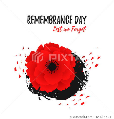 Anzac day text on hand drawing ink 64614594