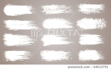 Vector set of grunge artistic brush strokes, brushes. Creative design elements. Grunge watercolor wide brush strokes. White collection isolated on white background 64614791