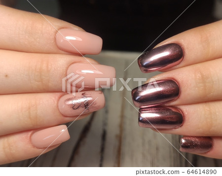 Trendy manicure design on a beautiful background. 64614890