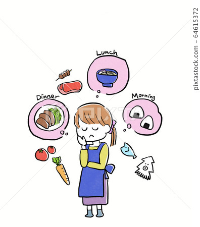 擔心米飯_白色背景的母親 64615372