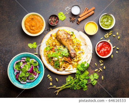 Biryani chicken and indian dishes Biryani chicken and indian dishes 64616533