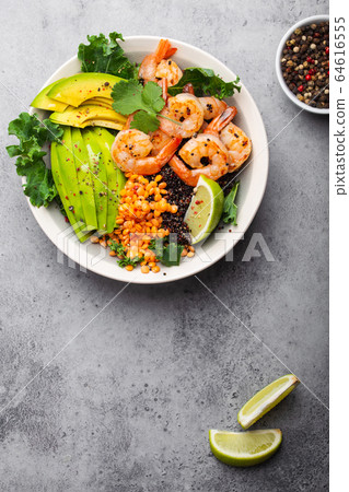 Salad with shrimps and avocado Salad with shrimps and avocado 64616555