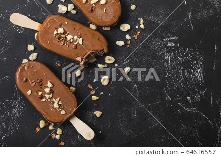 Chocolate ice cream popsicles Chocolate ice cream popsicles 64616557