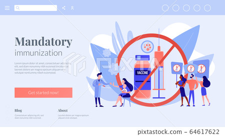 Refusal of vaccination concept landing page. 64617622