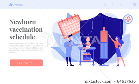 Infant and child vaccination concept landing page. 64617630