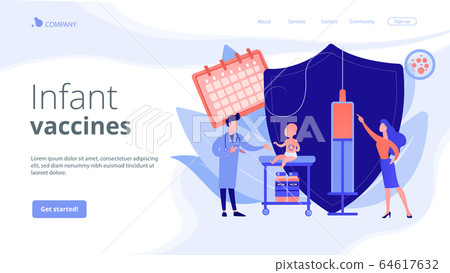 Infant and child vaccination concept landing page. 64617632
