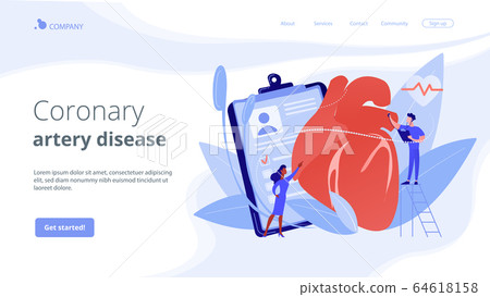 Ischemic heart disease concept landing page. 64618158