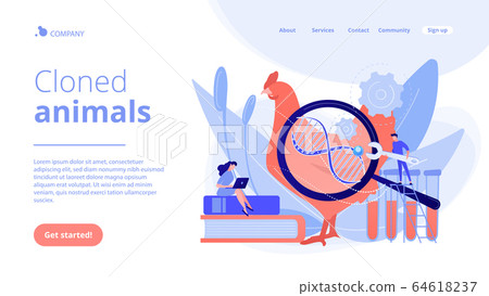 Genetically modified animals concept landing page. Genetically modified animals concept landing page. 64618237
