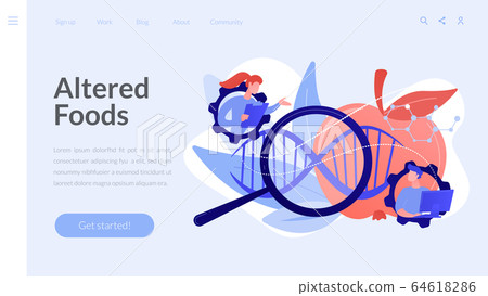 Genetically modified foods concept landing page. Genetically modified foods concept landing page. 64618286