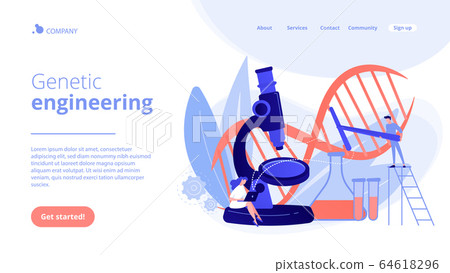 Genetic engineering concept landing page. 64618296