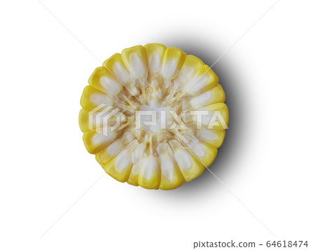 Half of the corn on the white background Half of the corn on the white background 64618474