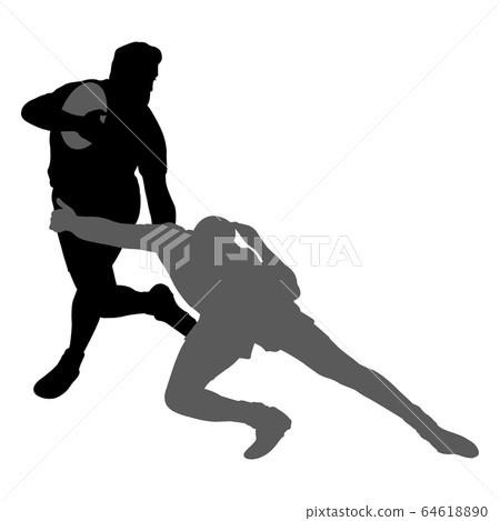 rugby player silhouette - vector rugby player silhouette - vector 64618890
