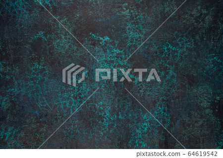 Beautiful abstract grunge decorative stucco wall background. Art stylized texture banner. Vintage plaster texture. Rough strokes. Dark green. 64619542