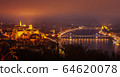 Panoramic view of evening Budapest from Gellert Hill. 64620078