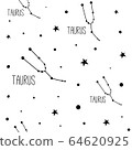 Taurus. Seamless pattern with zodiac sign 64620925