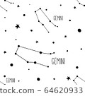 Gemini. Seamless pattern with zodiac sign 64620933
