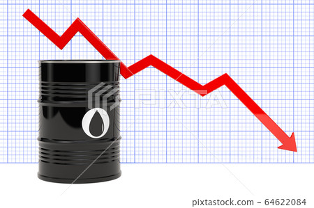 Oil price fall down concept. 3D rendering Oil price fall down concept. 3D rendering 64622084