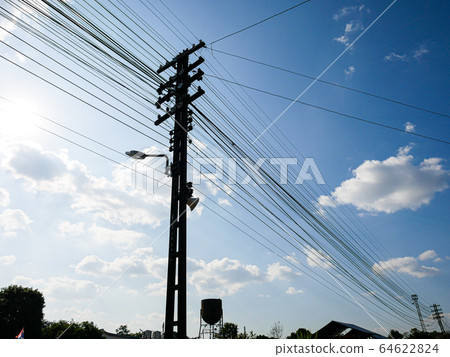 Silhouette Electric pole connect to the high 64622824