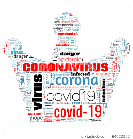 Word cloud on theme Coronavirus Outbreak in shape 64622992