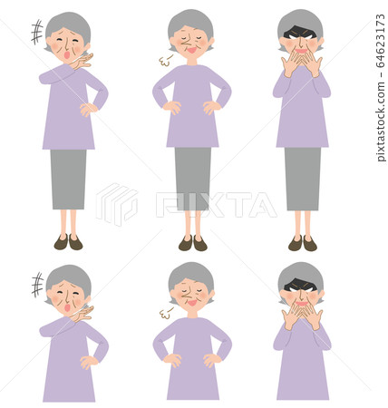 Vector illustration of a mocking, nose, wicked, and disgusting grandma 64623173