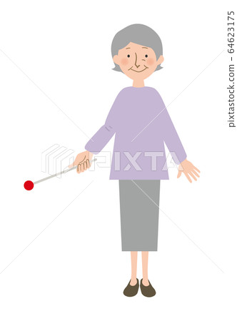Full body vector illustration of grandma pointing down with an indicator stick 64623175