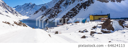 ski in chile on a sunny day with lots of snow. ski in chile on a sunny day with lots of snow. 64624113