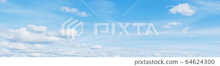 Bright blue sky with clouds, nature and environment 64624300