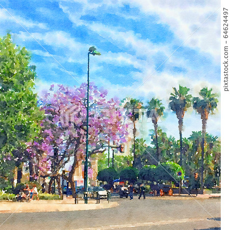 Watercolour Art Print, Travel in Europe Scene Watercolour Art Print, Travel in Europe Scene 64624497