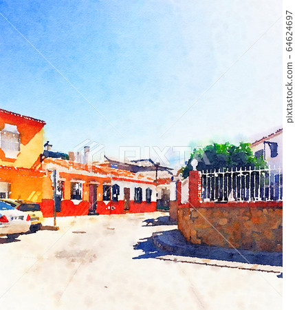 Watercolour Art Print, Travel in Europe Scene Watercolour Art Print, Travel in Europe Scene 64624697