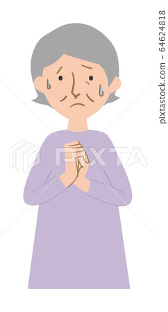 Vector illustration of an anxious grandma sweating cold 64624818