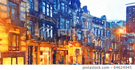 Watercolour Art Print, Travel in Europe Scene 64624945