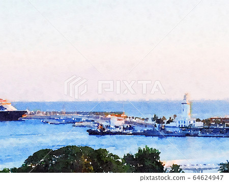Watercolour Art Print, Sea and Travel Scene 64624947