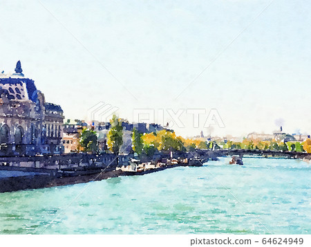 Watercolour Art Print, Travel in Europe Scene 64624949