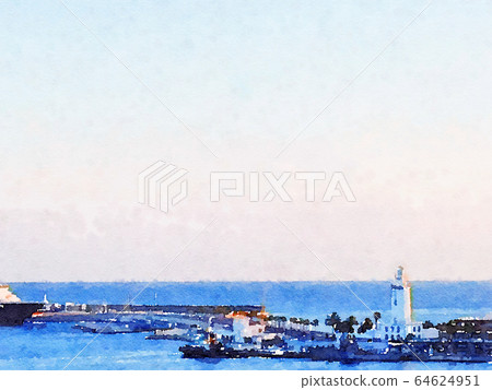 Watercolour Art Print, Sea and Travel Scene 64624951