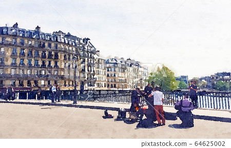 Watercolour Art Print, Travel in Europe Scene Watercolour Art Print, Travel in Europe Scene 64625002