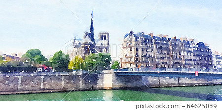 Watercolour Art Print, Travel in Europe Scene 64625039